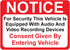 Notice Vehicle is Equipped with Audio and Video Recording Devices Sticker, 4 Pack, Indoor & Outdoor Use