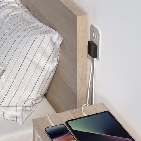 Nekmit Dual Port Ultra Thin Flat USB Wall Charger, Smart IC, Black