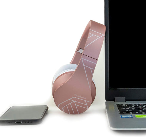 PowerLocus Over Ear Bluetooth Headphones, Rose Gold, Wireless Headphones Foldable, Hi-Fi Stereo, Soft Memory Foam