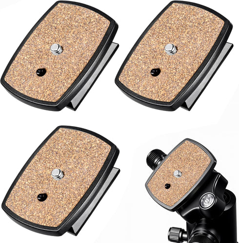Josojoou 3PCS Universal 43x43mm Tripod Quick Release Plate, Wood Camera Tripod Mount Adapter