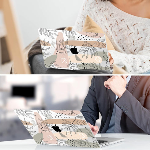 TWOLSKOO MacBook Air 13.6 inch Case 2022-2024 - Plastic Hard Shell Cover with Touch ID, Screen Protector, Tropical