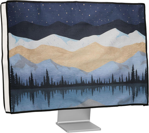 kwmobile Dust Cover for 27-28" Monitor - Linen Monitor Protector with Design