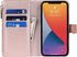 Jaorty Wallet Case for iPhone 12 Pro, 9 Card Slots, Wrist Strap, Zipper Cash Pocket, Magnetic Leather Cover, Rosegold