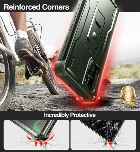 Dexnor Samsung Galaxy Note 10 Case with Built-in Screen Protector and Kickstand, Heavy Military Grade Shockproof Cover