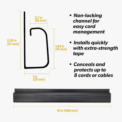 J Channel Desk Cable Organizer by SimpleCord - 10 Black Raceway Channels for Cord Management