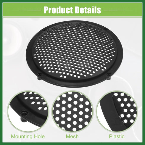 Motoforti Universal 6" Round Car Speaker Grills Cover Mesh Protector Case with Mounting Screws, ABS Black - Pack of 4