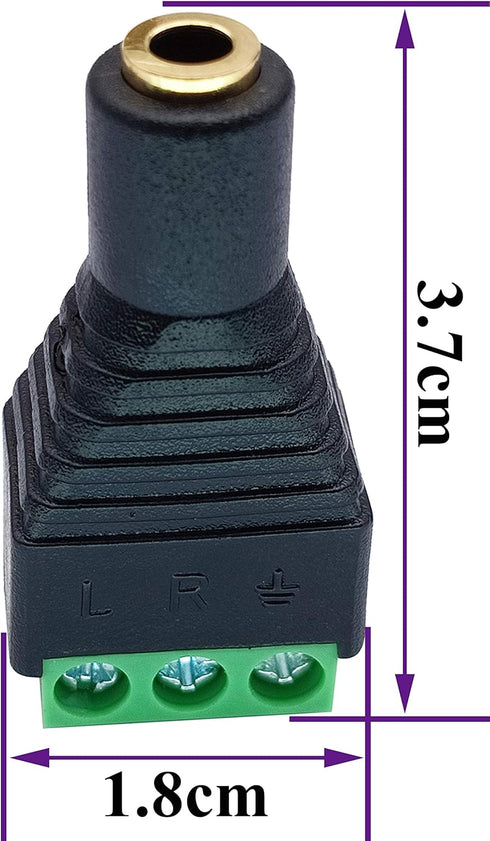 3 Pole 3.5mm Screw Terminal Stereo Audio Female to 3 Pin Female Screw Terminal Double Track Headphone Balun Adapter (5