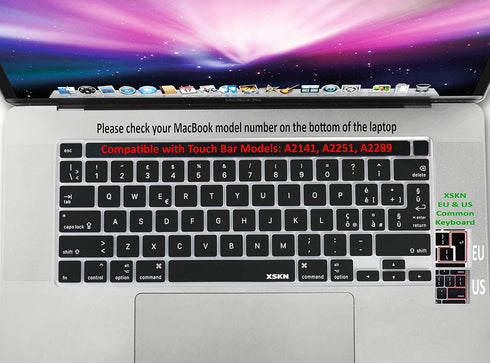 XSKN Italian Black Silicone Keyboard Cover Skin for 2019 New MacBook Pro 16 inch A2141 & 2020 New MacBook Pro 13.3 inch