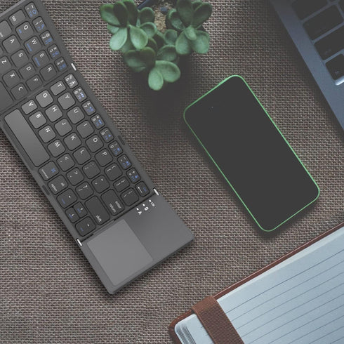 ROCK&ROWN Foldable Bluetooth Keyboard, Portable Wireless Keyboard with Touchpad for Mac OS, Android, Windows, Linux,