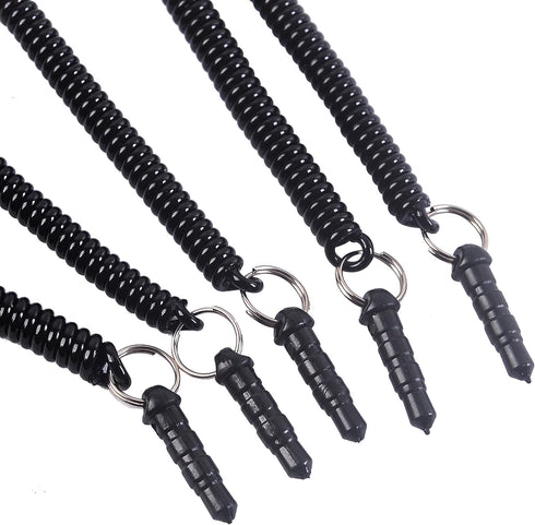 Wisdompro Stylus Tether, 10 Pack of Detachable Elastic Coil Tether Strings/Lanyards with 3.5mm Earphone Jack for Stylus Pens - Black