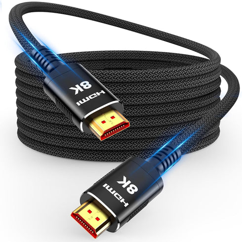 Snowkids 8K Long HDMI Cable 30 ft, Non-Slip Nylon Braided, 48Gbps Ultra