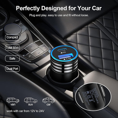 USB C Car Charger Adapter Fast Charging for Moto Edge 5G UW/One 5G UW ace/G Power/G Stylus/G Play, Samsung Galaxy