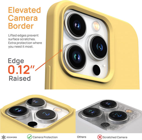 IceSword iPhone 13 Pro Max Case, Yellow Liquid Silicone Slim Protective Cover with Soft Anti-Scratch Microfiber Lining