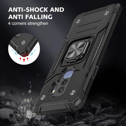 Asuwish Samsung Galaxy S9 Plus Phone Case with Tempered Glass Screen Protector, Hybrid Protective Cover with Ring