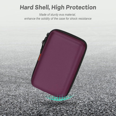 GLCON Hard Storage Case for Electronics Organizer, Deep Purple Tech Pouch for Hard Drive, Charger, Portable