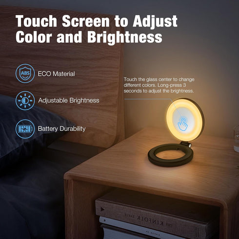 Generic 3 Magnetic Ring Light with Mirror for Phones, Color Modes & Touch Control, Rechargeable Selfie Light