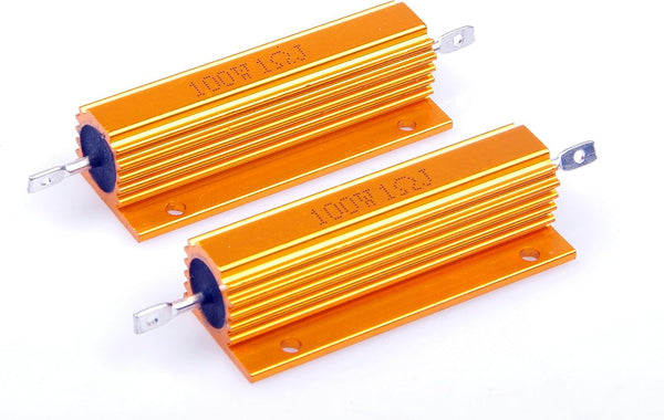 100 Watt 1 Ohm 5% Gold Wirewound Resistors, Electronic Aluminium Shell (Pack of 2)