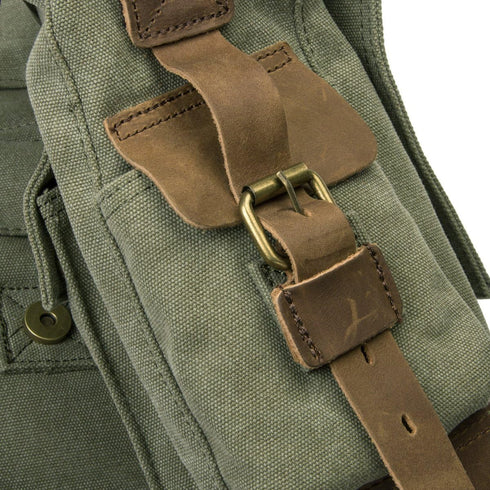 peacechaos Men's Canvas Camera Bag - Leather DSLR SLR Case, Vintage Messenger Sling Bag, Army Green