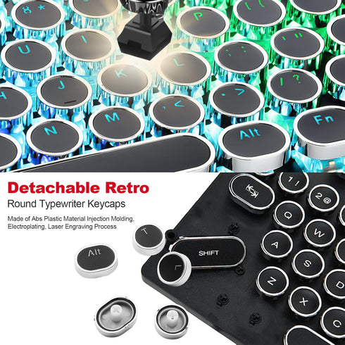 Steampunk Typewriter Keycaps Pudding Keycap Set for Backlit Mechanical Keyboard, 104 Keys