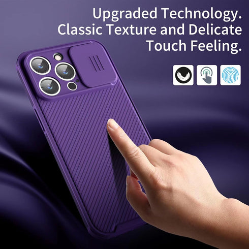iPhone 13 Pro Max Case - Slim Magnetic Cover with Slide Lens, MagSafe Compatible, 6.7" Purple for iPhone 13 Pro Max.