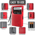 PowerBear Portable Radio | AM/FM, 2AA Battery Operated with Long Range Reception (Red)