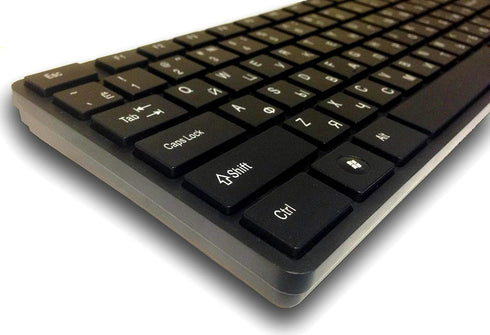 USB Keyboard with Russian English (Cyrillic) Letters, Full Size Slim Desktop Design.