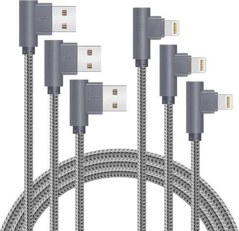 MFi Certified 10FT Lightning iPhone Charger Cord, 90 Degree Fast Data Cable, Nylon Braided, Compatible with iPhone Xs