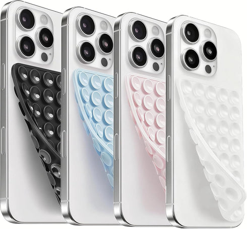 Mnyatr 4 Pack Silicone Suction Cup Phone Case Mount Double Sided, Sticky Phone