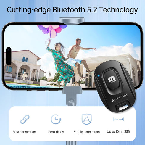ATUMTEK Camera Remote Shutter for iPhone and Android Smartphones (2 Pack), Wireless Phone Remote Control Selfie Button for Photos and Videos (Bluetooth 5.2), Wrist Strap Included
