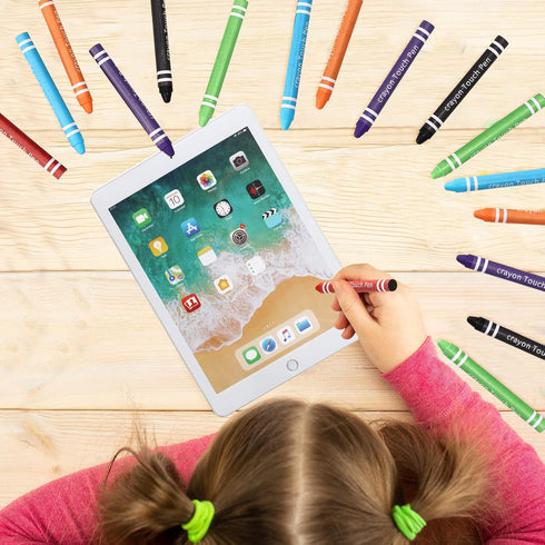 12 Pcs Kids Stylus Pen, Fun Crayon Stylus for Touchscreen Tablets, Kids Edition Tablet Crayon Stylus for Children