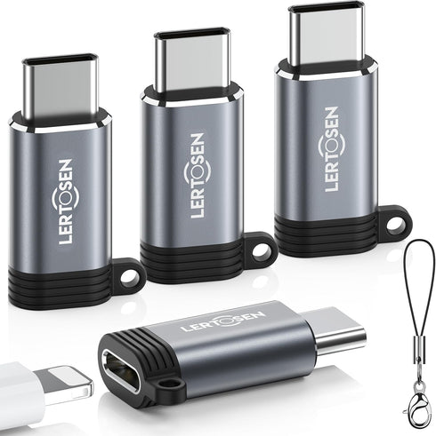 4 Pack Lightning to USB C Adapter for iPhone 15/16/16 Pro/16 Pro Max, Samsung S24, iPad Air, Fast Charging & Data
