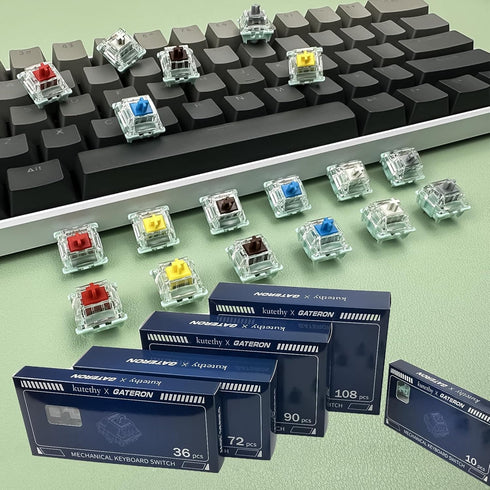 Kutethy X Gateron Jade Series Dual-Stage Spring Pre Lubed Switches Silver V3 Pro, 3-Pin 45gf Linear/RGB/LED Switches