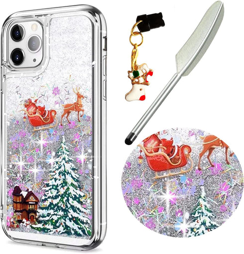 Shop iPhone 14 Pro Christmas Case: Glitter Sparkle Liquid Floating, Shockproof Clear TPU Bumper, Colorful Santa Claus