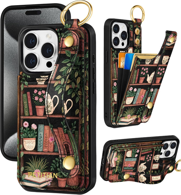 Petitian for iPhone 15 Pro Wallet Case - Women Girls Cute Girly Aesthetic