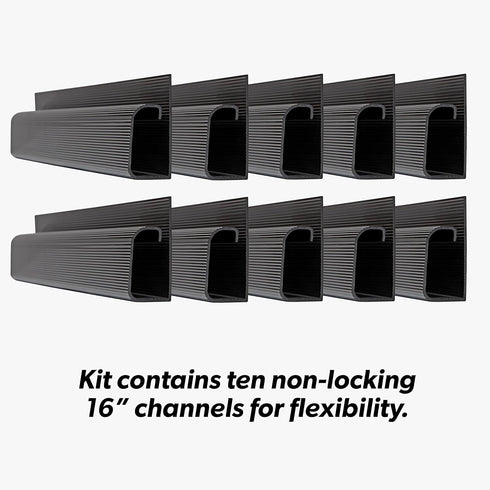 J Channel Desk Cable Organizer by SimpleCord - 10 Black Raceway Channels for Cord Management