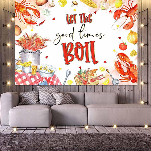 Joliaco (10x7ft) Crawfish Boil Theme Backdrop Seafood Boil Any Occasion Birthday Photography Background Let The Good
