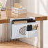 Josmimic Desk Side Storage, Metal Laptop Holder with Magnetic Pen Box, Clamp-On Under Desk Organizer with Cooling Holes