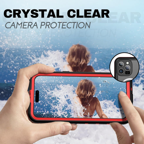 BEASTEK TRE Series iPhone 14 Pro Waterproof Case, MagSafe Shockproof IP68 with Built-in Screen Protector, 6.1'' - Red