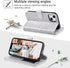 ULAK Wallet Case for iPhone 14 Plus, Card Holder, Flip Case for Women, PU Leather Kickstand, Shockproof, Silver