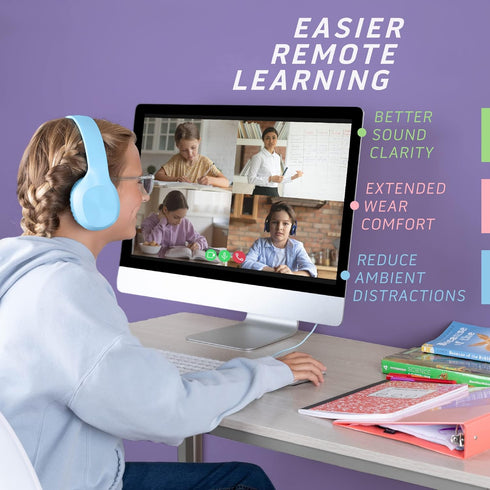 Sonitum Kids Headphones for School, Bulk Set 5-Pack On-Ear Wired Headphones for Schools & Libraries (Mixed Colors)