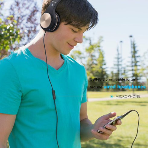 Riwbox XBT-80 Bluetooth Headphones, Folding Stereo Wireless Over Ear Headset with Microphone and Volume Control