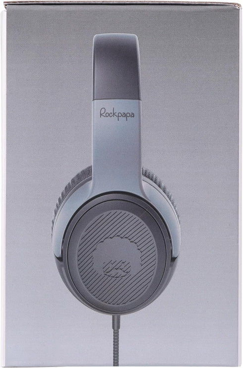 rockpapa Share 1 Kids Headphones Wired with Microphone & Share Port, 85dB/94dB Volume Limited, Black/Grey