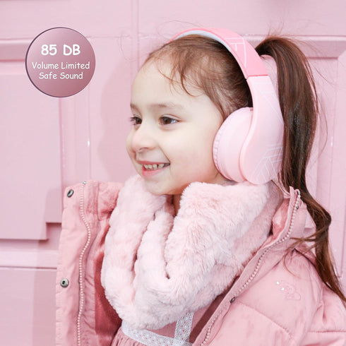 PowerLocus Bluetooth Headphones for Kids, Wireless Foldable Over Ear Headset with Microphone, 85DB Volume Limit for