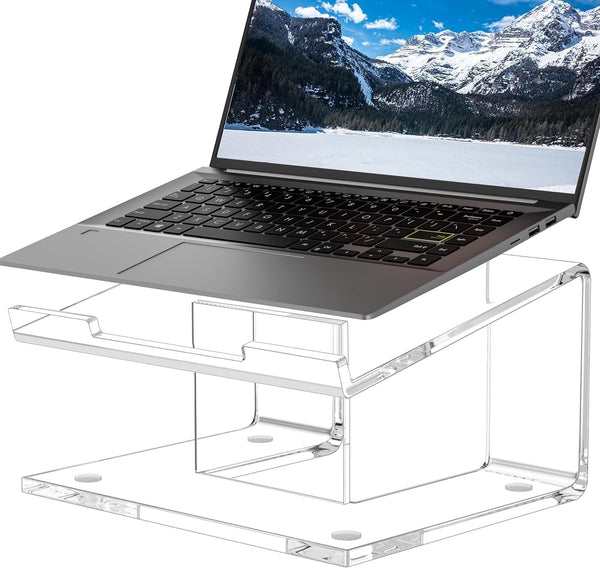 FUCDTEFC Acrylic Laptop Stand for Desk, Laptop Riser for 10-17.3 Inch Laptops, Ergonomic