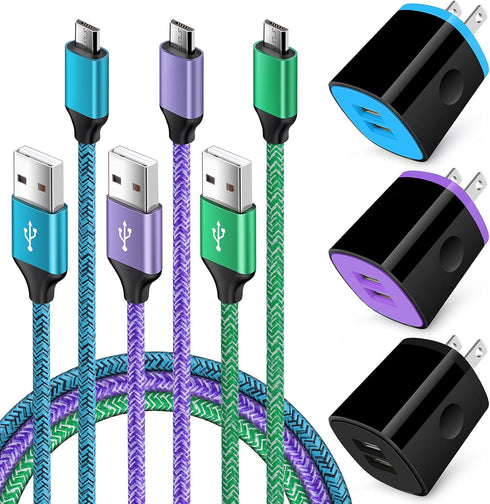 Android Phone Wall Charger Cube Block with Micro USB Cable for Moto E/G/G5 Plus, Samsung Galaxy Note 5/4, Tablet