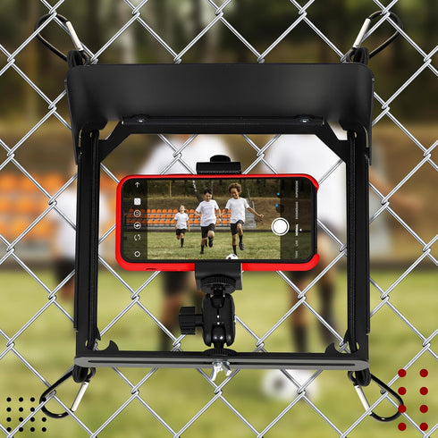 Cell Phone Fence Mount with Sunshade, Aluminum Fence Camera Mount Holder for Streaming & Recording Games, Anti-Overheat