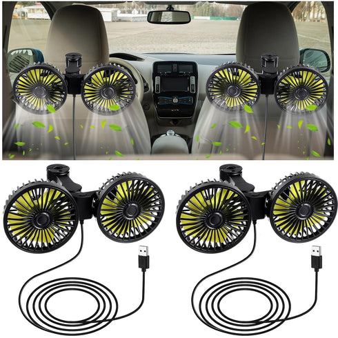 Tujoe 2 Pcs Dual Car Seat Fans for Portable USB Backseat Cooling 12v