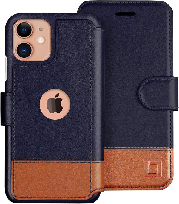 Compatible iPhone 12 Mini Wallet Case - Slim Flip Case with Credit Card Holder, Faux Leather, Magnetic Closure, Desert