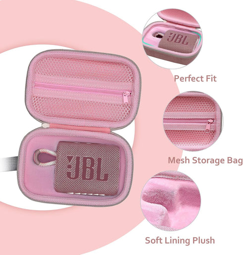 XANAD Pink Case for JBL Go3 / Go 3 Eco Portable Wireless Bluetooth Speaker - Travel Protective Carrying Storage Case Bag