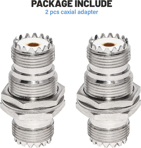 Anina UHF Female to Female Jack Bulkhead Coax Connector, SO-239 PL-259 RF Coaxial Cable Adapter 2-Pack